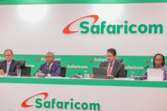 rom left, Chief Finance Officer, Dilip Pal, CEO, Safaricom PLC, Peter Ndegwa, Chairman, Safaricom PLC, Adil Arshed Khawaja (MBS) and Safaricom PLC, Company Secretary Kathryne Maundu during Safaricom’s AGM held at MJC.