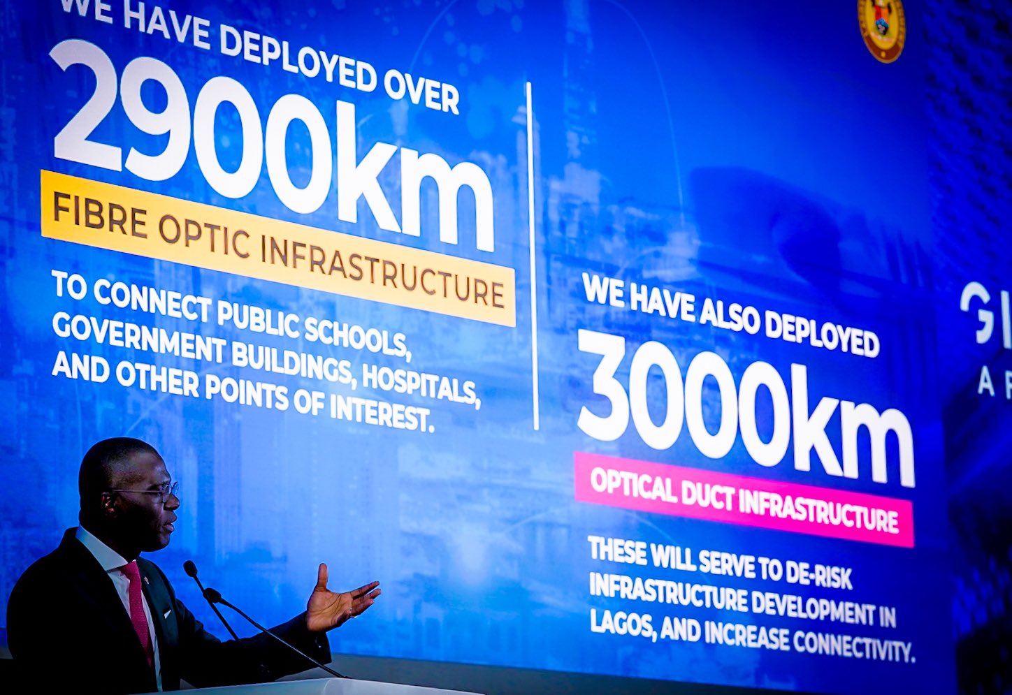 Lagos State Governor Babajide Sanwo-Olu addresses delegates at GITEX Africa in Marrakech, Morocco on Wednesday, 31 May 2023.